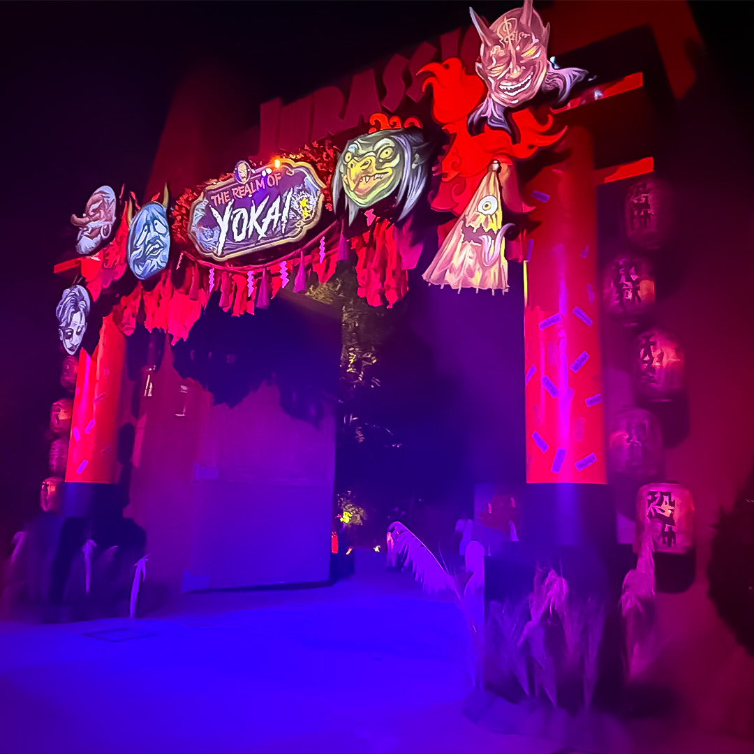 Immersive event entrance fabrication for themed attraction, showcasing experiential marketing and large-scale event design for RWS Singapore's Halloween Horror Nights 13