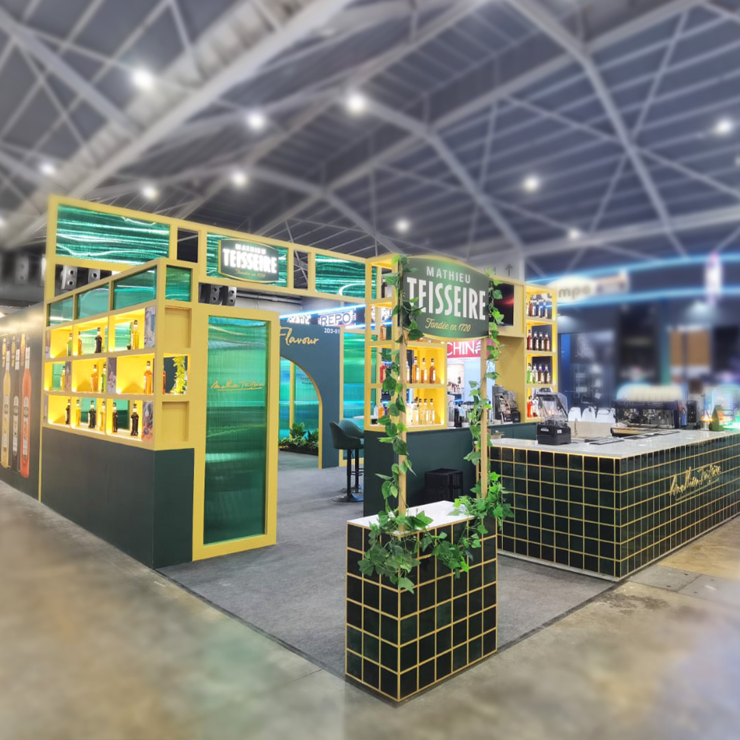 Custom exhibition booth design Singapore for Britvic at FHA Singapore, built by professional exhibition contractor.